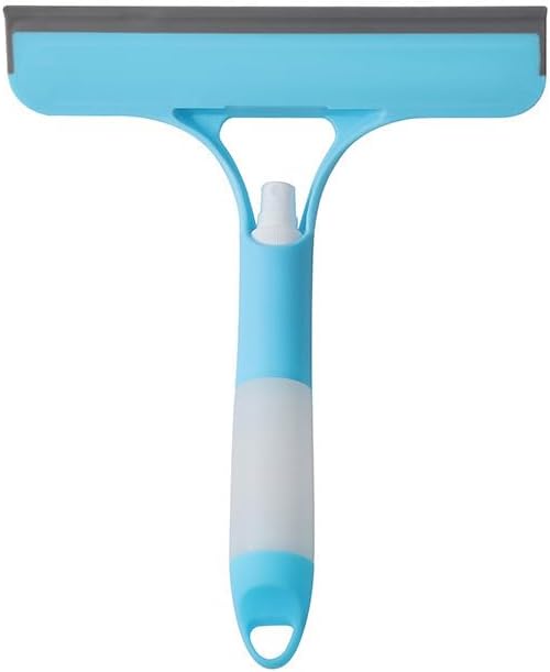 3 in 1 Window Cleaning Tool for Car Indoor Outdoor High Windows, Spray Window Squeegee Cleaner Tool with Spray Bottle,Window Wiper Silicone Cleaner Brush Scraper,for Car, Home, Kitchen (Blue)