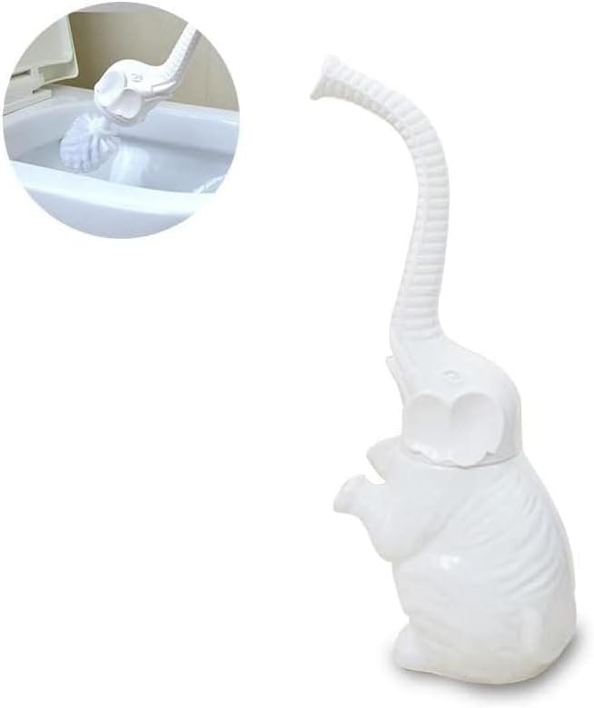 Toilet Brush and Holder Set,Modern Ceramic Toilet Bowl Brush Holder,Cute Bathroom Decor, Non-Scratch Bristles, Space-Saving White Household Cleaning Tool for Bathtub
