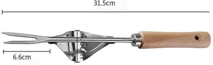 Comimark 1pc Wood Handle Stainless Steel Garden Weeder, Hand Weeding Removal Cutter Puller Tools, Multifunction Weeder Transplant