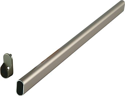 Oval Closet Rod with End Supports (Satin Nickel, Custom 12-30 Inches)