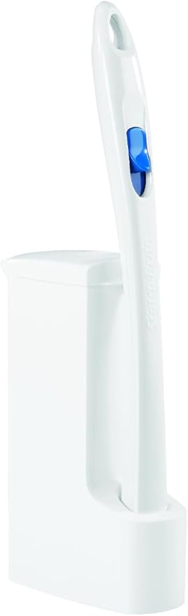 Scotch-Brite Disposable Toilet Scrubber Starter Kit, Disposable Refills with Built-In Bleach Alternative, Includes 1 Handle, Storage Caddy and 5 Refills
