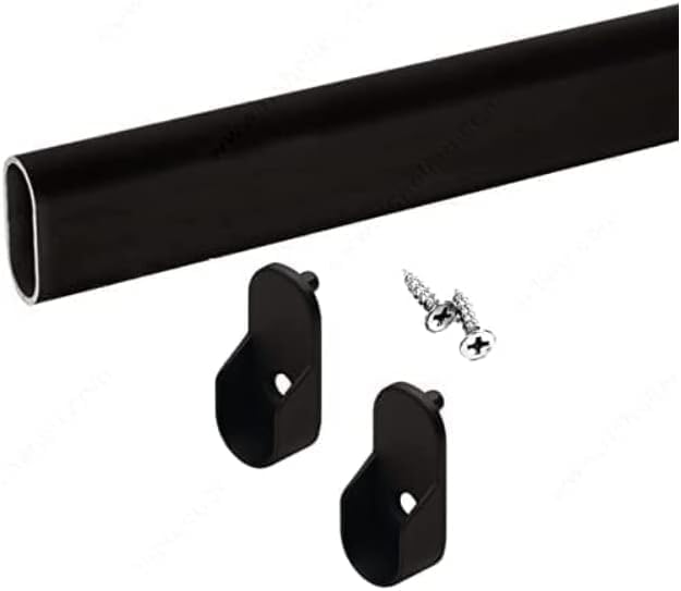 Oval Closet Rod with End Supports (Black, 18" Wide Space)