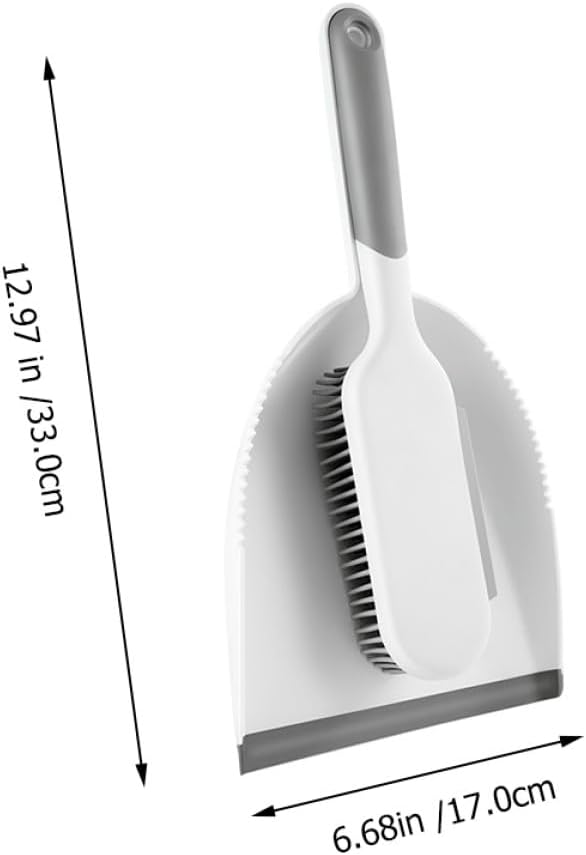 Multi-use Cleaning Brush and Broom Dustpan Set, 2pcs Mini Sweeping Tools with Bed and Desktop Brush for Home Dust Removal, White and Grey Handheld Cleaning Accessories