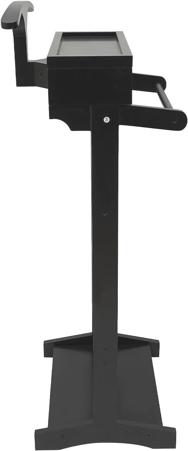 TFCFL Wooden Suit Rack with Drawer & Trouser Holder, Multi-functional Coat Stand for Hats/Scarves/Belts, Space-Saving Standing Suit Valet Stand for Home/Office, 22lbs Load Capacity (Black)