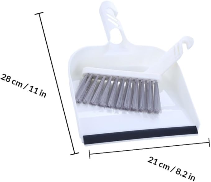 Mini Desktop Broom and Dustpan Set, 2pcs White Handheld Cleaning Kit for Kitchen and Tea Table, Compact Home Sweeping Accessory for Indoor Crumbs and Dust Removal