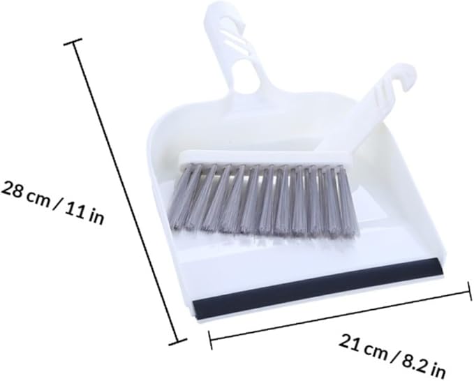 DOITOOL Mini Broom and Dustpan Set 2pcs Household Cleaning Brush for Kitchen and Desktop, White Mini Handheld Sweeping Tools for Home Cleaning Accessory