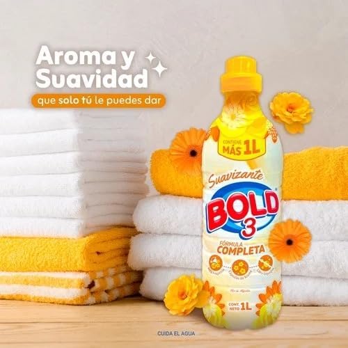 Flor de Algodón Fabric Softener, Suavizante, Fórmula Completa, 1L, 3 Pack