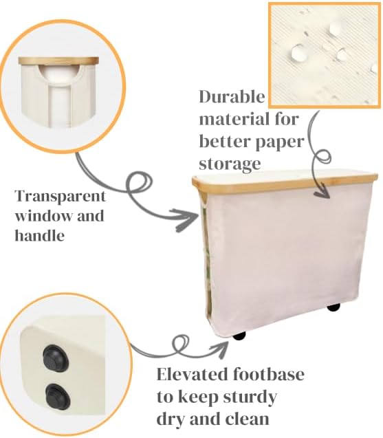 Toilet Paper Storage Basket with Lid, Large Capacity for 12 Rolls, Stackable and Foldable Freestanding Paper Towel Holder - Space Saving Modern Beige Design