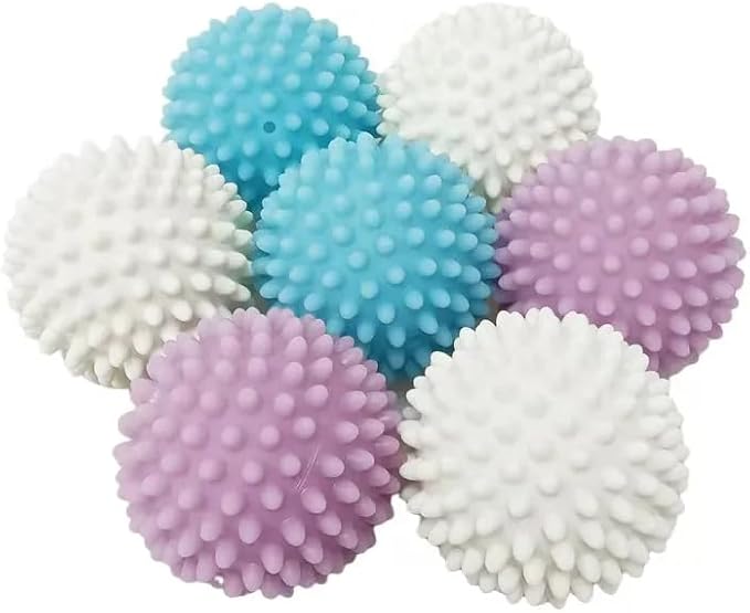 Reusable Laundry Dryer Balls, Pink Plastic Anti-Static Fabric Softener, Reduces Wrinkles, Sustainable Cleaning Supplies, Essential Washing & Drying Aid for Soft, 6 Pack, 2.36 in (Pink)