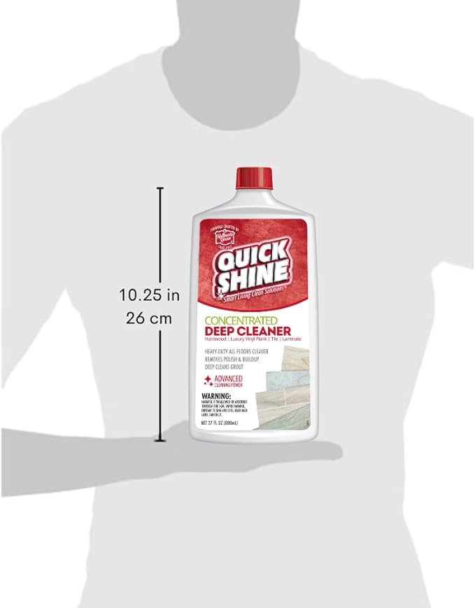 Quick Shine Multi Surface Deep Floor Cleaner and Wax Remover 27Fl oz,(Pack of 2) Removes Wax Build-Up,Revitalizes Floors &Cleans Grout,Use on Hardwood, Laminate, LVT,Tile and Stone,Pro-Level Cleaning