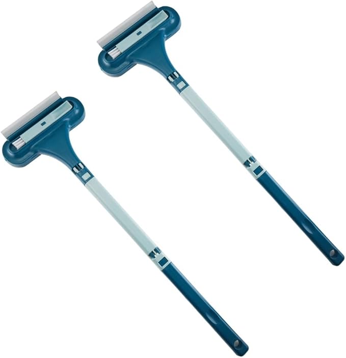 Window Screen Cleaning Brush,2 in 1 Window Screen Cleaner Tool with Squeegee,Mesh Screen Cleaner,Multi-Purpose Cleaning Brush for Patio, Door, Porch Screens (2 Blue)