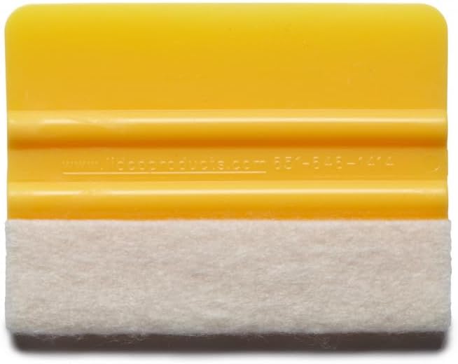 Rvinyl Lidco Heavy Weight Felt Edge Wrapped Squeegee in Yellow - 3" x 4" - Dual Action Tool for Vinyl Wraps, Graphics, & Window Film - Scratch Protection & Stabilizing Design