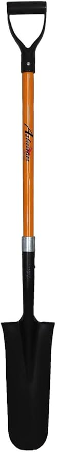 Ashman Drain Spade Shovel (1 Pack) - 48 Inches Long Handle Spade with D Handle Grip - Durable Handle with a Thick Metal Blade - Multipurpose Premium Quality Orange Shovel.