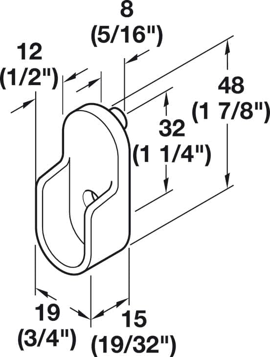 Oval Closet Rod with End Supports that have Dual Rear Facing 5mm Pins (Matte Brass, 24" Wide Space)