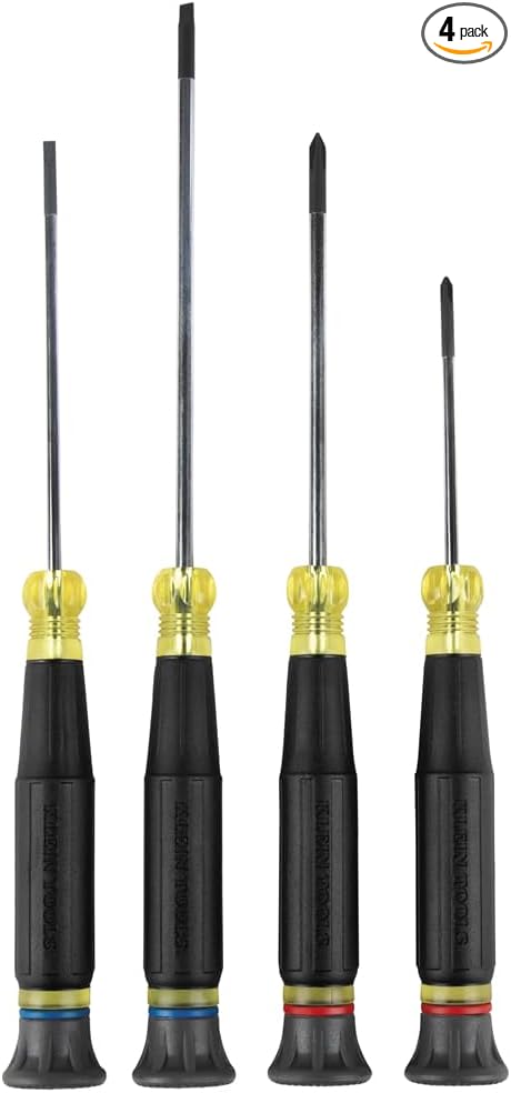 Klein Tools 85615 Mini Precision Screwdriver Set, 4-Piece Phillips and Slotted Set, Ideal for Electronics, Small Appliances, Terminal Blocks