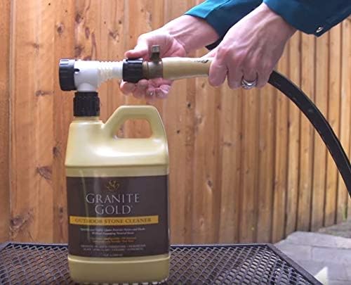 Granite Gold Outdoor Stone & Concrete Cleaner, Deep Cleans Patios, Decks, Driveways, & Walkways, Safe for Plants, Pets, & Home Exteriors, Garden Hose Attachment Included for Easy Cleaning, 64 Fl Oz