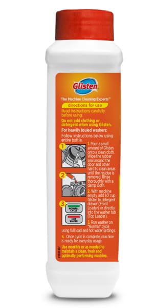Glisten Washing Machine Cleaner, Helps Remove Odor, Buildup, and Limescale, Fresh Scent, 12 Ounce Bottle, 2-Pack