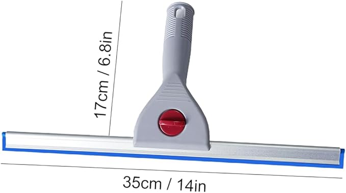 35cm Glass Cleaning Squeegee Silicone Blade Plastic Handle for Car Wrapping Window Duster Tinting Windshield Household Mirror Water Scraper (14IN/35CM, Blue)