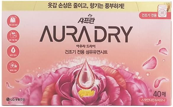 Scented Dryer Sheets for Laundry, 40 Count, Long-lasting Freshness, Styler Compatible (Aura, Sweet Mandarin & Peony)