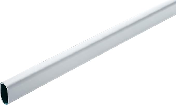 Oval Closet Rod with End Supports that have Dual Rear Facing 5mm Pins (Matte Aluminum, 30" Wide Space)