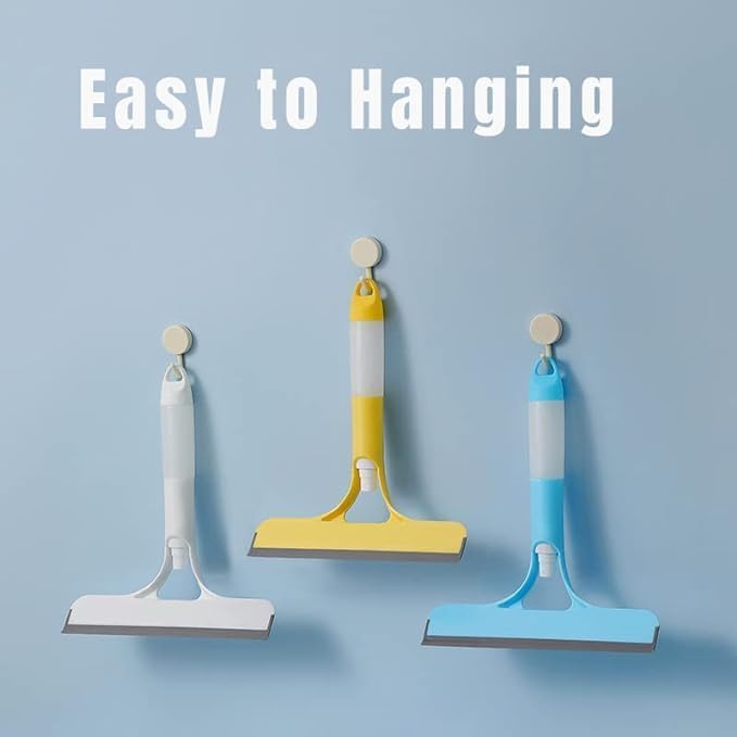 3 in 1 Window Cleaning Tool for Car Indoor Outdoor High Windows, Spray Window Squeegee Cleaner Tool with Spray Bottle,Window Wiper Silicone Cleaner Brush Scraper,for Car, Home, Kitchen (Blue)