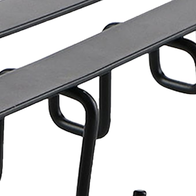 Under Cabinet Kitchen Utensil Hooks, Iron Double Row Rail Mug Holder Under Shelf Clip On Cabinet Hook Spoon Shovel Shelving for Restaurant Cup Hanging(Black)