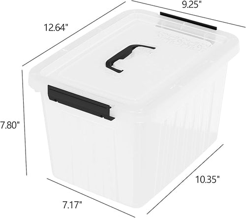 10 Quart Clear Plastic Storage Boxes with Handle, 4-Pack Clear Plastic Storage Bins with Lids