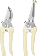 2Pcs Professional Pruning Shears (Include 1 Bypass Pruning Shears and 1 Straight Blade Garden Scissors) Premium Garden Shears for Trimming Flowers, Shaping Plants, Bonsai,hydroponics,herbs