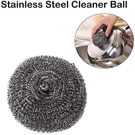 TopHomer 6 Pcs Stainless Steel Wire Balls Scrubbing Scouring Pad for Removing Heavy Dirty Home Cleaning Tools Easy to Clean