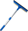 Professional 2-in-1 Window Squeegee with Telescopic Stainless Steel Handle (13.3"-18.9") | Sponge & Scraper for Glass, Shower, Car & High Surfaces