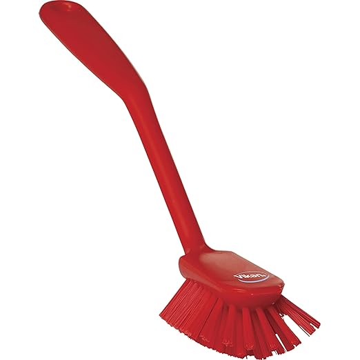Vikan 42374 Brush,Dish,Scraping Edge,Medium,11",PP/PBT,Red