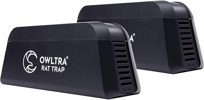 OWLTRA OW-1 Indoor Electric Rat Trap 2PCS, Instant Kill Rodent Zapper with Pet Safe Trigger, Black