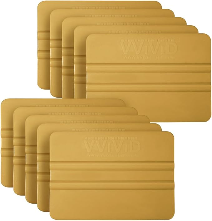 VViViD Gold Vinyl Wrap Squeegee - Nylon-Reinforced Tool for Car Wraps, Window Tint & Decals - (10 Pack)