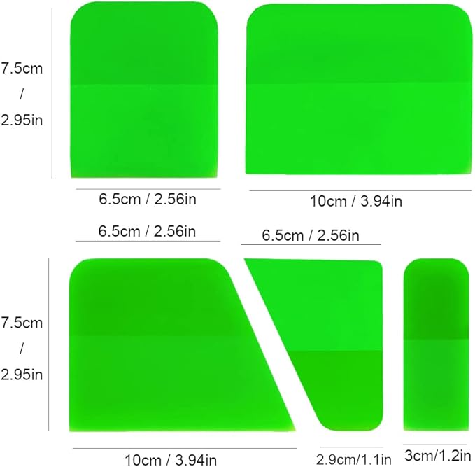 5 Pcs PPF Anti Scratch Rubber Squeegee for Soft Car Tools Auto Silicone TPU Coating Scraper for Vinyl Wrap Protection Film Window Tint Paint Windshield Cleaning Kit (Green)