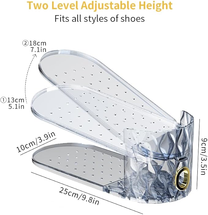 Shoe Slots Organizer, Adjustable 15 Pack Shoe Stacker for Closet Storage, Clear Double Layer Space Saver, Durable and Stackable Shoe Holder for Sneakers Heels and Flat