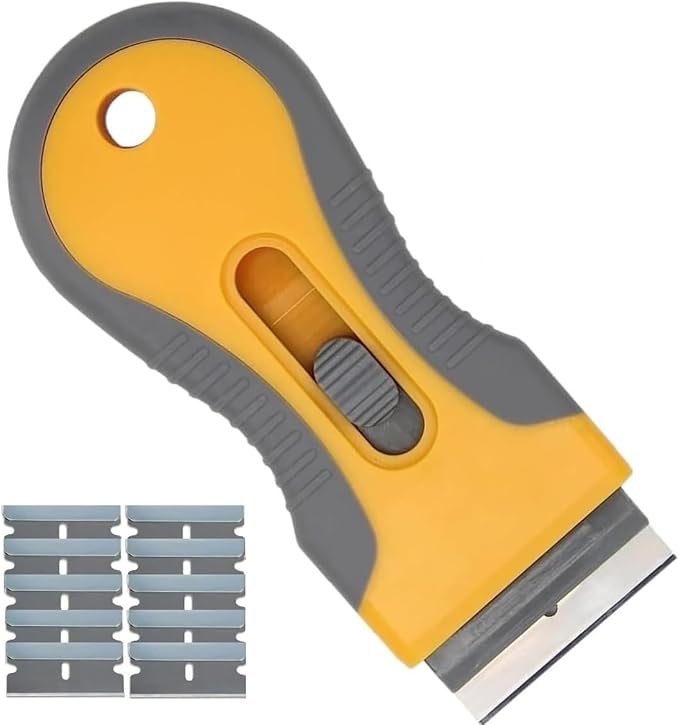 CANOPUS Scraper Cleaning Tool, Non-Scratch Razor Scraper with 10 Replacement Blades for Glass, Ceramic Cooktop, Oven, Stove, Car Windows & Multi-Surface Cleaning