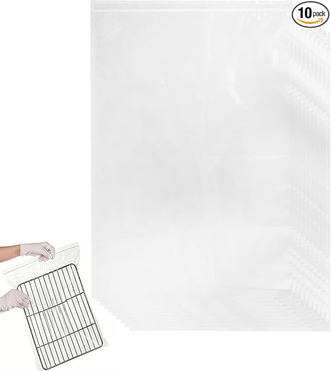10 PCS No Scrub Oven Rack Cleaning Bags – Thickened Reusable Leak-Resistant PE Bags for Deep Soaking Grill Grates, Heavy-Duty Cleaning Bags for BBQ Grills,Metal Grates (15.7 × 23.7 in)