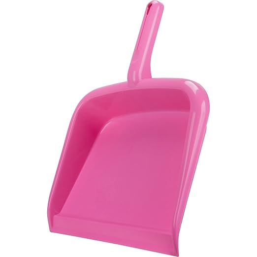 SPARTA Large Handheld Dustpan with Hanging Hole, Heavy-Duty Plastic Dustpan with Wide Lip for Countertops and Surfaces, Plastic, 10 Inches, Pink