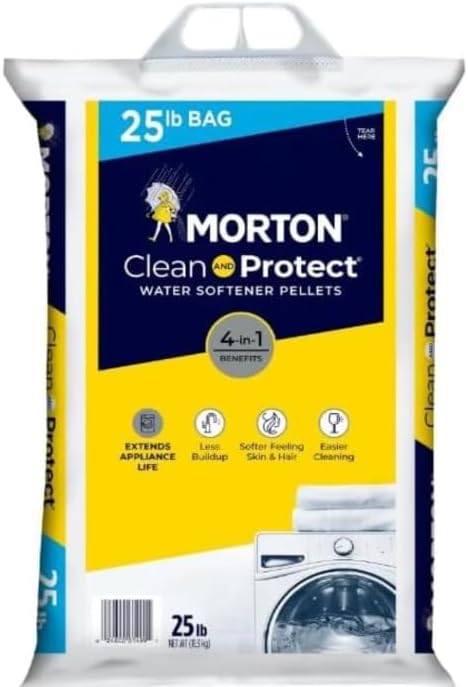 Morton Clean and Protect Water Softener Pellets, 4-in-1 Benefits, 2 Pack, 50 lb (2 x 25 lb Bags)