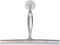 iDesign Zia Metal and Plastic Bathroom Squeegee for Shower, Glass Doors, Floors, Mirrors, with Suction Hook Holder , 12 Inches, Clear and Stainless Steel