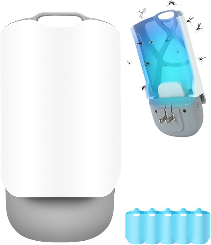 Flying Insect Trap for Indoors, Plug-in Fruit Fly Trap Catcher, Adjustable Lighting Bug Zapper for House Flies, Mosquitoes, Fruit Flies, Gnants, and Mosquitos, Office (Include 5 Refills)