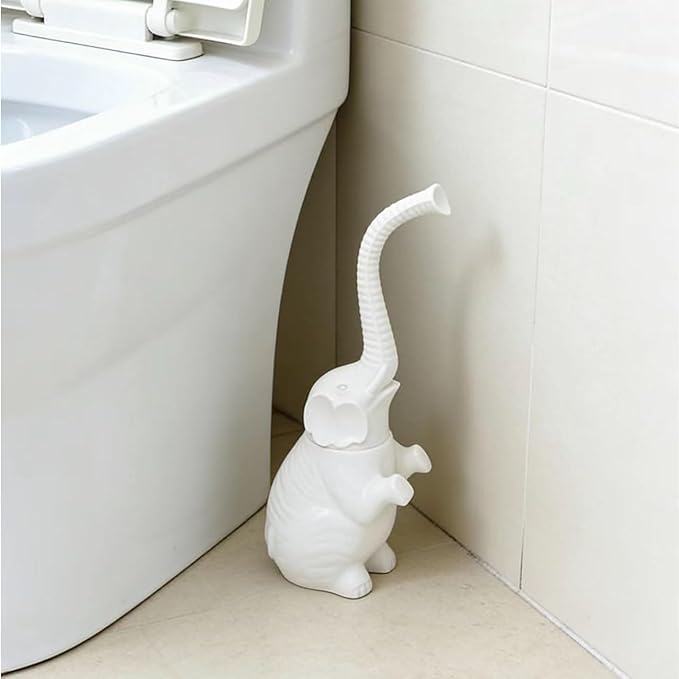 Toilet Brush and Holder Set,Modern Ceramic Toilet Bowl Brush Holder,Cute Bathroom Decor, Non-Scratch Bristles, Space-Saving White Household Cleaning Tool for Bathtub