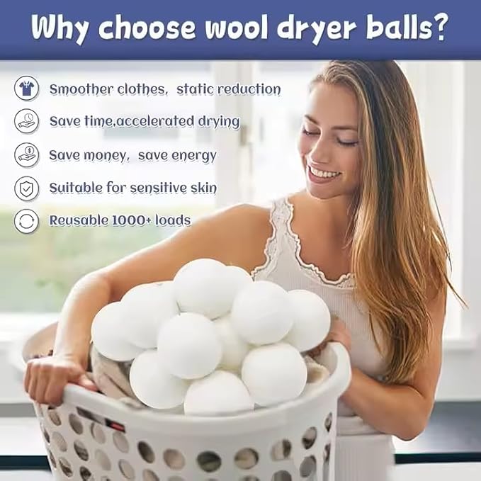 Organic Wool Dryer Balls: Eco-Friendly & Chemical-Free | Our Anti-Entanglement Reusable Balls Eliminate Wrinkle Static | 6-Pack XL Dryer Balls for Laundry is Made with New Zealand Wool (Gray)