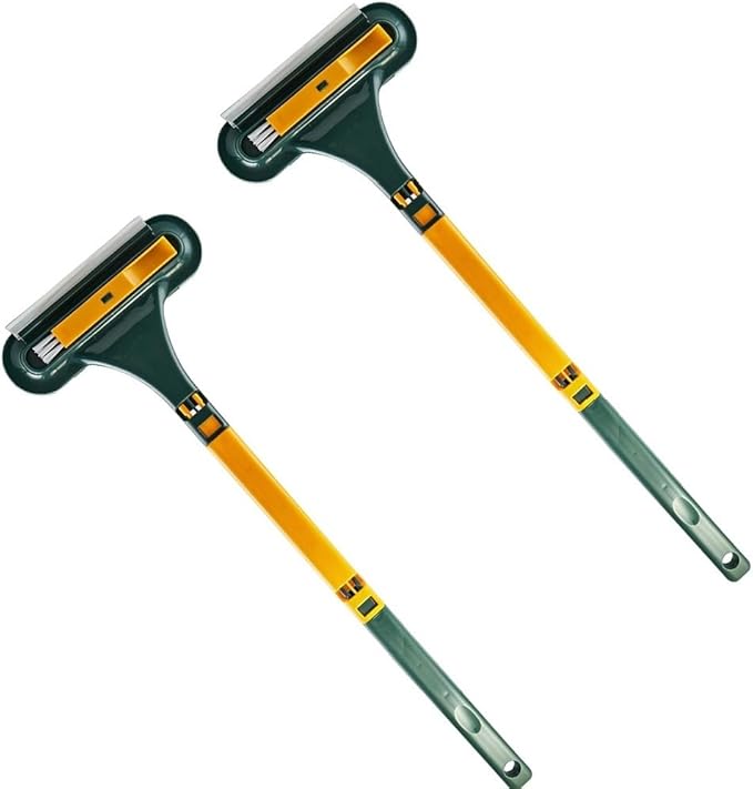 Window Screen Cleaning Brush,2 in 1 Window Screen Cleaner Tool with Squeegee,Mesh Screen Cleaner,Multi-Purpose Cleaning Brush for Patio, Door, Porch Screens (2 Yellow)