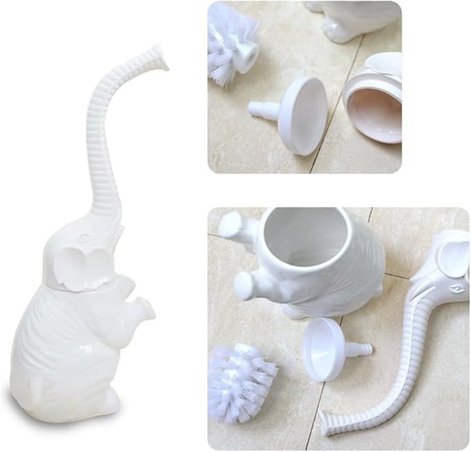 Toilet Brush and Holder Set,Modern Ceramic Toilet Bowl Brush Holder,Cute Bathroom Decor, Non-Scratch Bristles, Space-Saving White Household Cleaning Tool for Bathtub