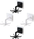 Healifty 4pcs Rotatable Kitchen Utensil Hooks Wall Hangers, Adhesive Under Cabinet Hook Set in Black and White, 360-degree Swivel Storage for Kitchen Organization and Easy Access