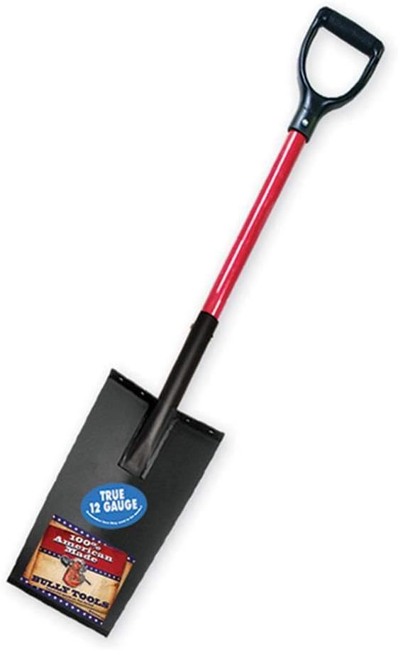 Bully Tools Planting Spade Shovel - 12-Gauge Edging Tool with Fiberglass D-Grip Handle, Flat Design Square Head for Yard Maintenance, Garden Edger Lawn Tool, Ideal for Landscaping & Digging - 44-Inch