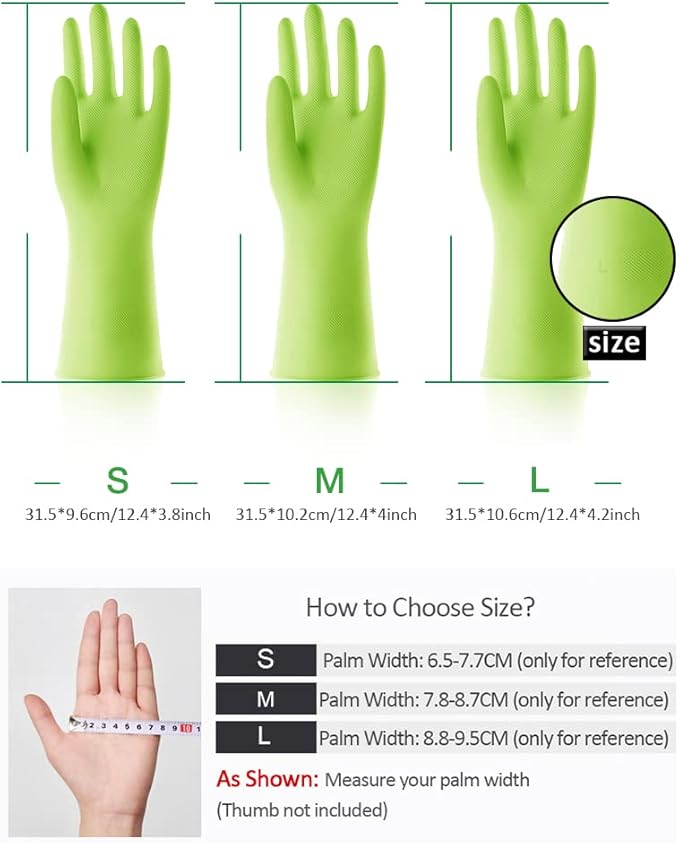 Alimat PluS 3 Pack Reusable Cleaning Gloves Latex Free, Dishwashing Rubber Gloves for Cleaning, Waterproof Household Gloves for Laundry, Gardening (Large, Without Liner)