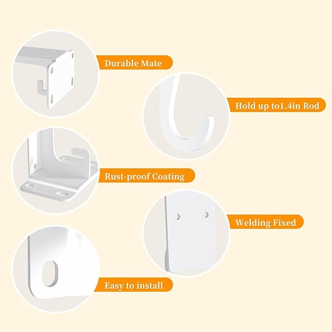 Heavy Duty Closet Rod Bracket 2 Pack WYGWP Wall Mounted Closet Shelf Brackets Supports 200lbs,White Closet Rod Support Bracket for DIY Home and Closet Decor