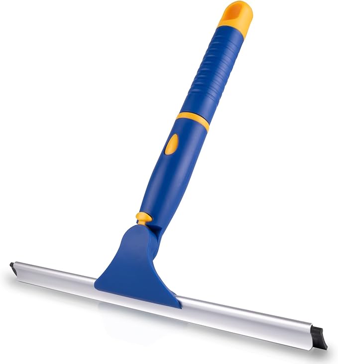 ITTAHO Swivel Shower Squeegee for Glass Doors, All-Purpose Anti-Slip Window Squeegee with 2 Blades, Window Cleaner Tool Bathroom Squeegee for Shower Doors, Tile Shower Walls，Mirrors,Car Windshields